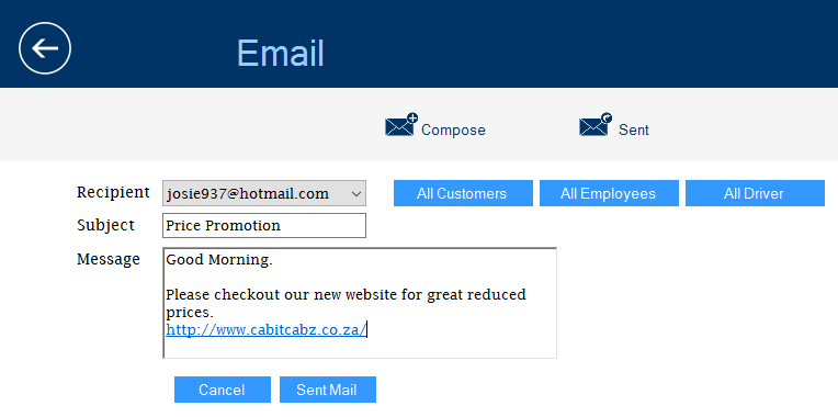 Emails Page